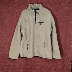 BRADIT TEDDY Fleece Quarter Zip Carmel Brown Cold Weather Jacket  Men's Sz L